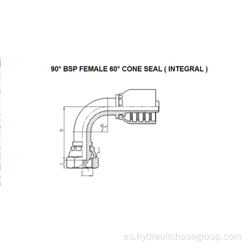 Integral 90 ° BSP Hembra 60 ° Cono 22691-F